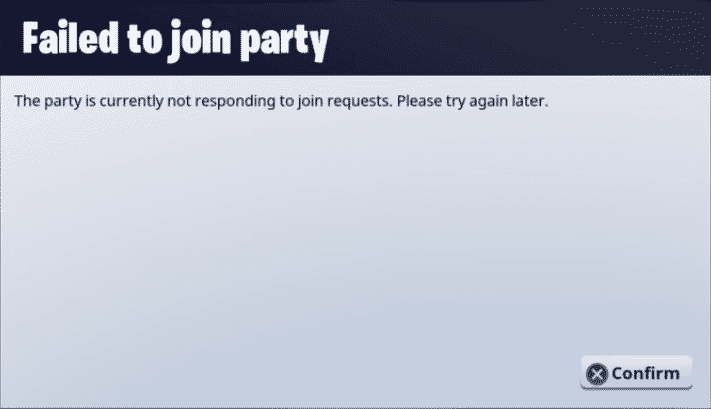 Fortnite Failed to Join Party Error