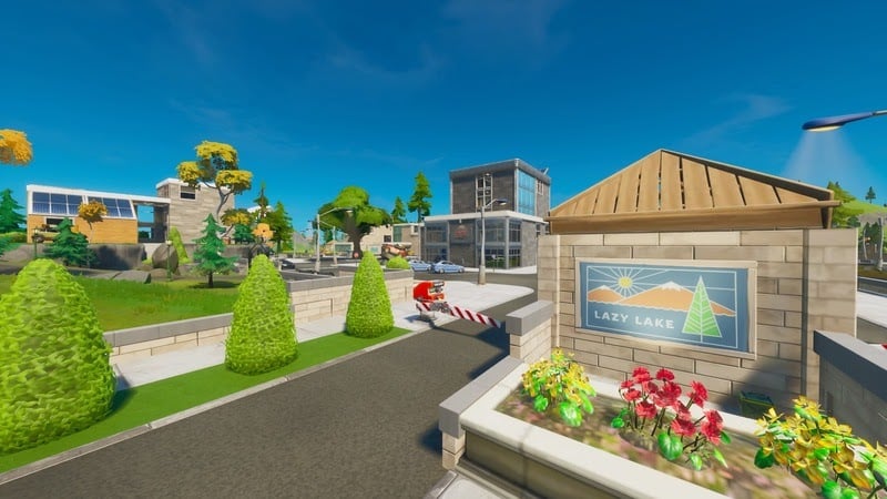 The in-game location, Lazy Lake, a quaint residential and camping area