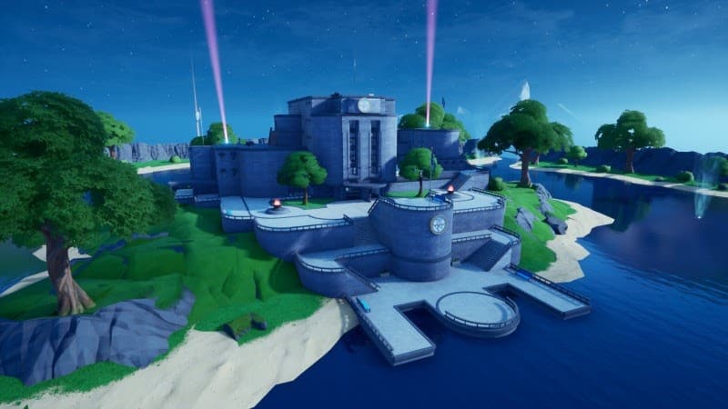 The in-game location, The Agency, a secret base built into a hidden cove