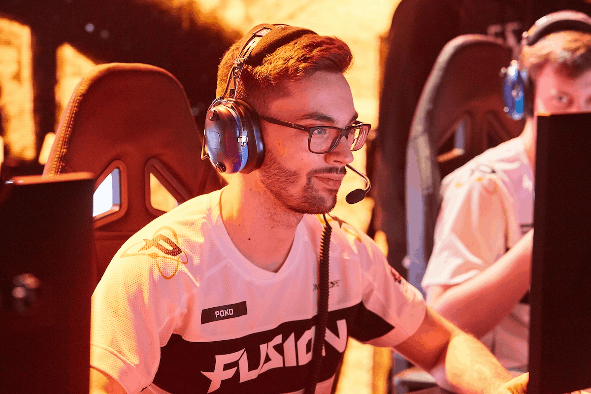 Gael "Poko" Gouzerch watches the screen during a game of Overwatch League
