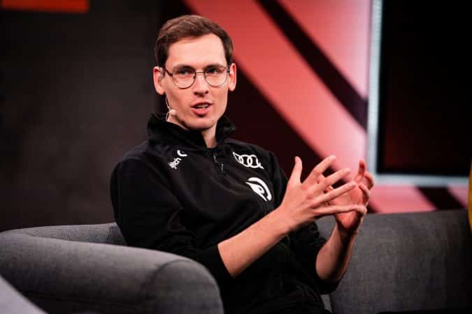 Deficio answers a question during a post-game interview