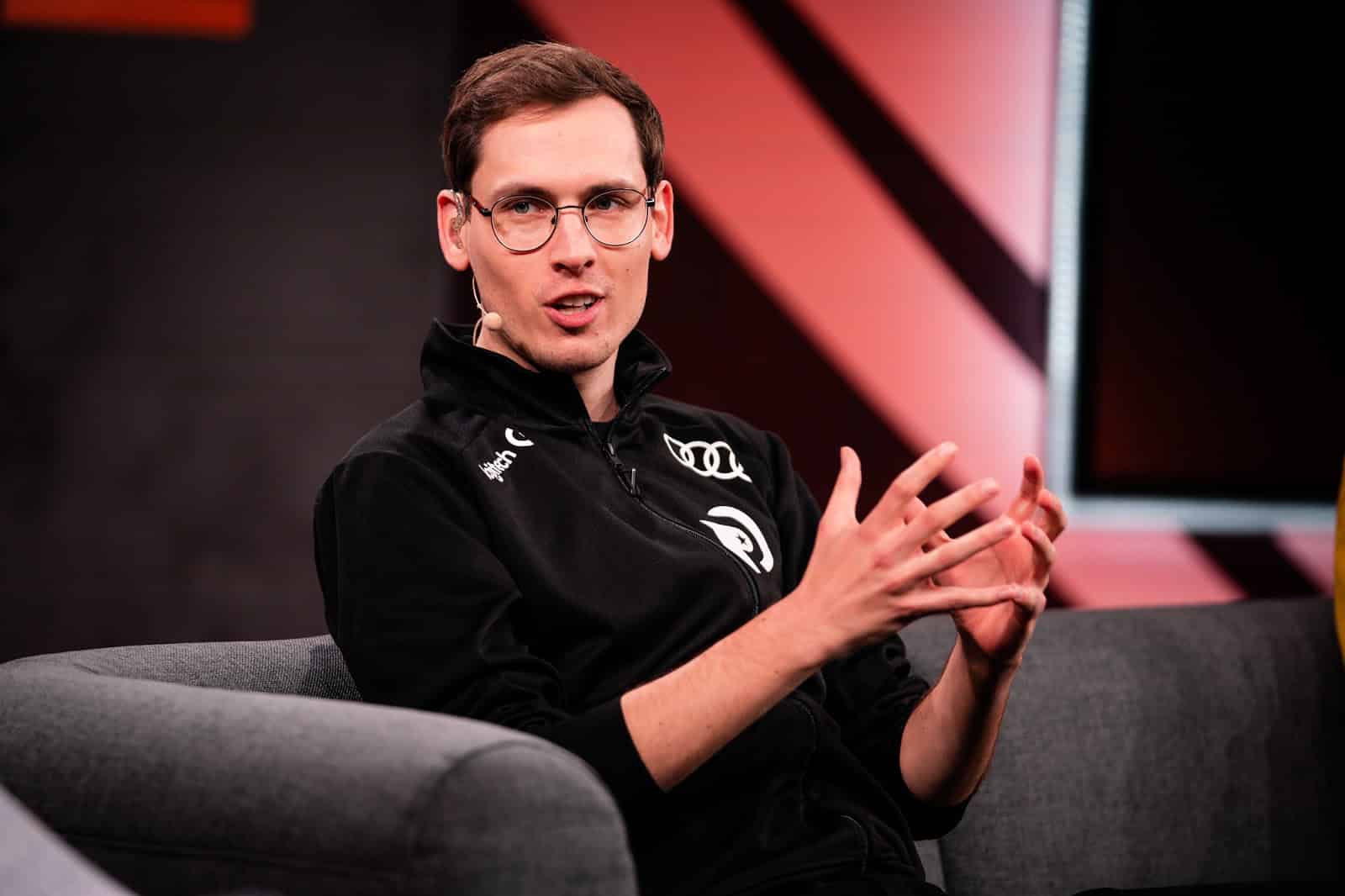 Deficio answers a question during a post-game interview