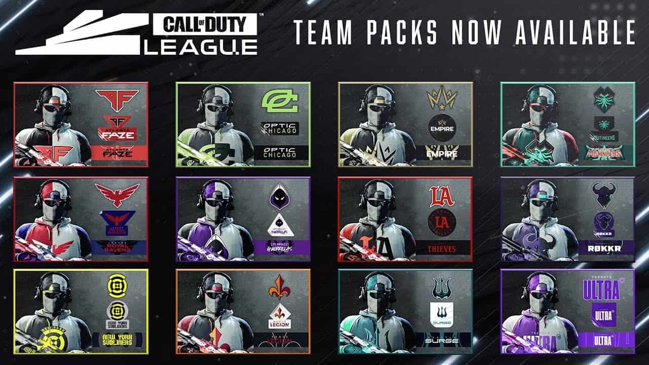 BOCW Call of Duty League Team Packs Revealed