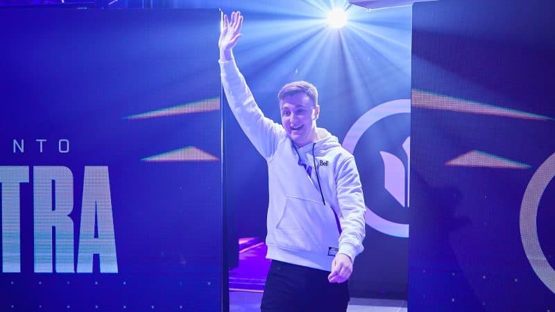 Cameron "Cammy" McKilligan waves as he enters the stage in his Toronto Ultra hoodie