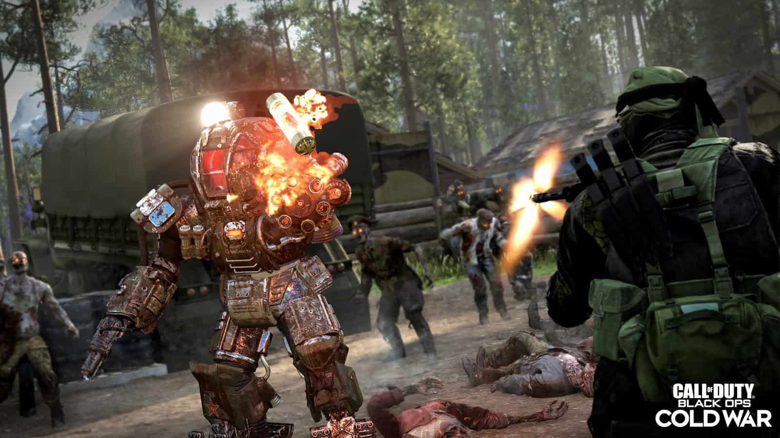 An agent fires his M16 toward an enemy in a still from Call of Duty: Black Ops Cold War