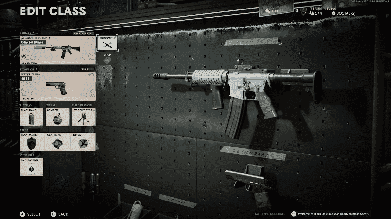 The XM4 assault rifle as it appears in the Black Ops Cold War loadout screen