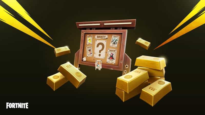 The bounty board, surrounded by gold bars