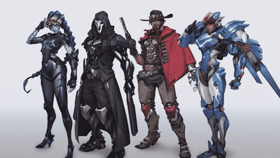 Overwatch heroes Sombra, Reaper, McCree and Pharah are lined up with new cosmetics and looks for 2021