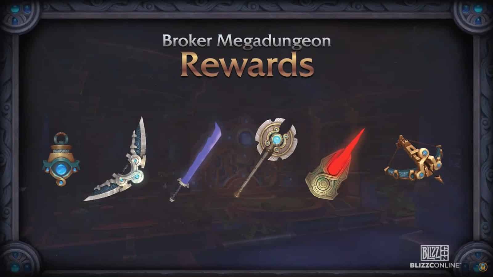 Some of the new weapons available as rewards when Shadowlands 9.1 drops