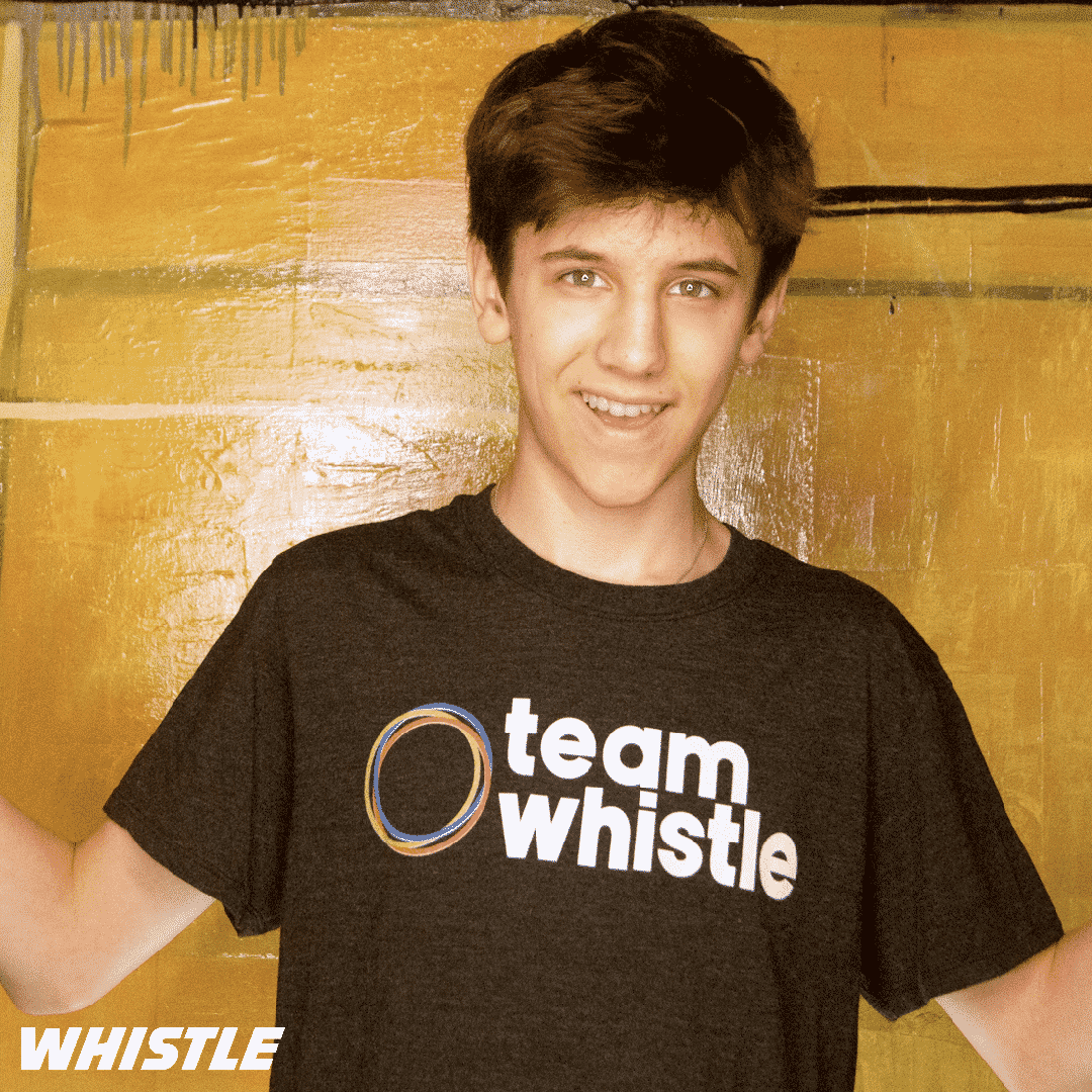Sceptic wearing his Team Whistle ambassador shirt