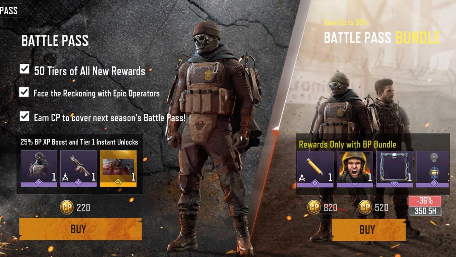 An in-game screenshot showing both the premium battle pass and the premium battle pass bundle available for sale