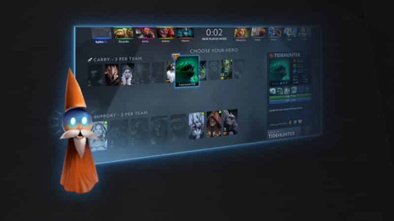 The new 'new player mode' hero select screen, featuing popular heroes sorted by role
