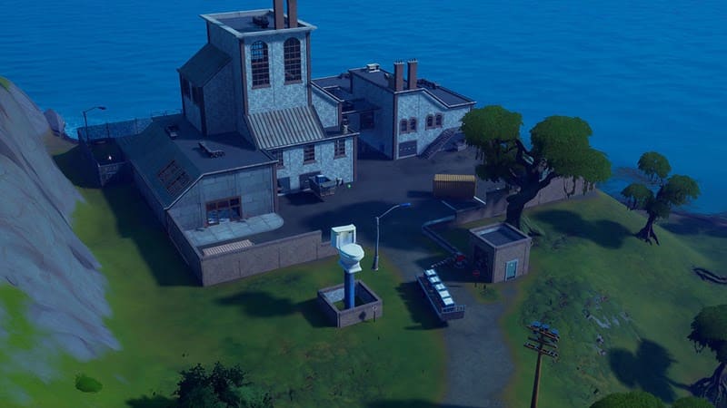 Fortnite POI, Flush Factory, an abandonned toilet factory at the edge of Slurpy Swamps