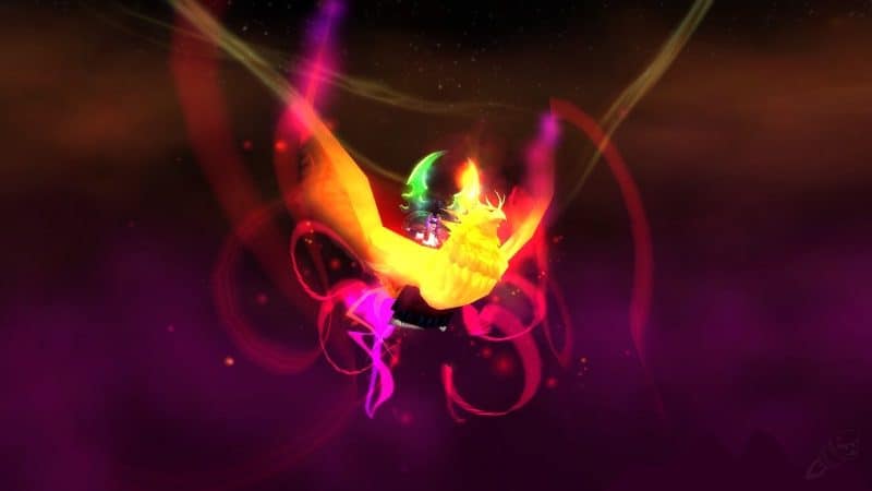 The Ashes of A'lar mount from WoW Classic, which is a flaming phoenix.