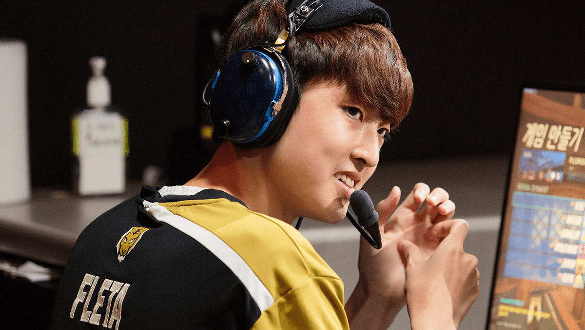Byung-sun "Fleta" Kim sits at the PC, ready to compete in a live game of the Overwatch League
