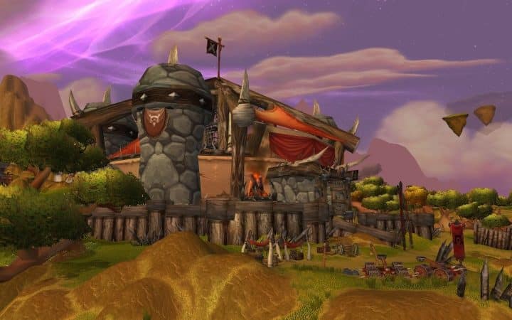 The Nagrand Arena flies the banners of the Horde from it's stone ramparts