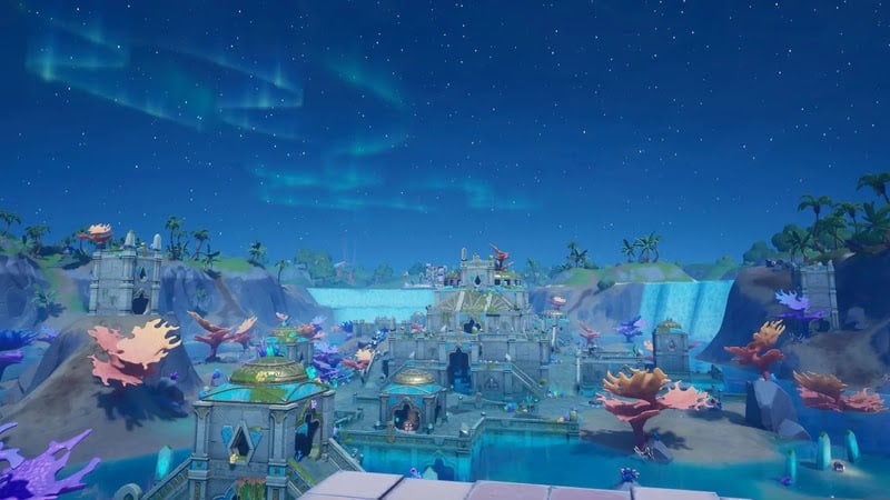 An in-game screenshot of the Coral Castle Point of Interest in Fortnite Battle Royale.