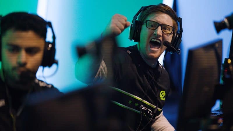Seth "Scump" Abner cheers after Optic Chicago take a win in the CDL