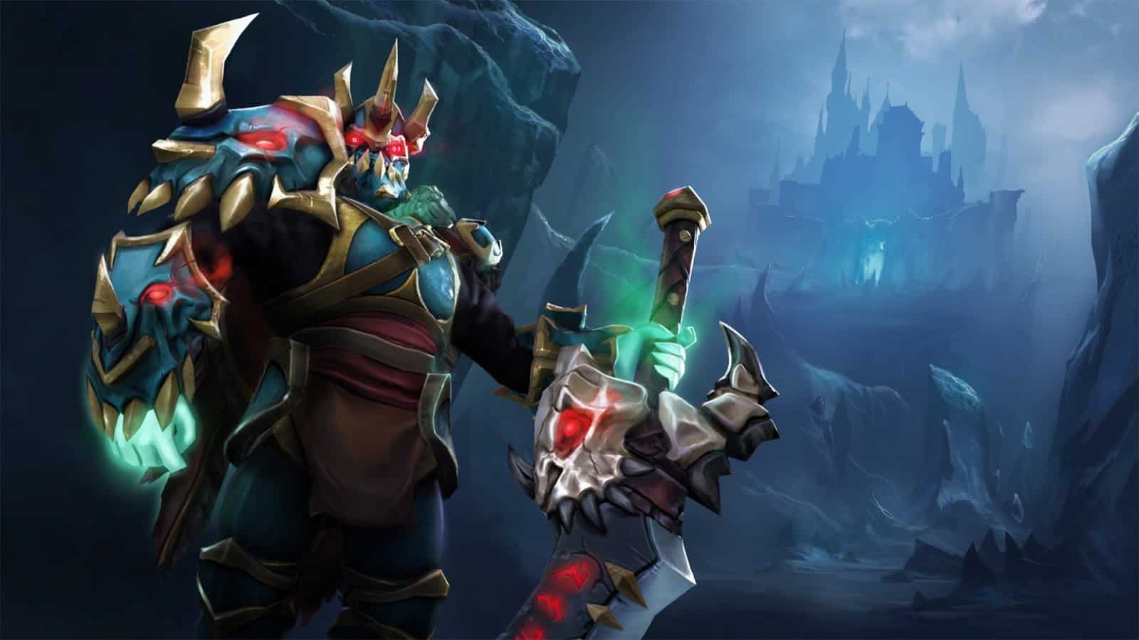 The mighty undead warrior, Wraith King, appears in his Regalia of the Wraith King item set