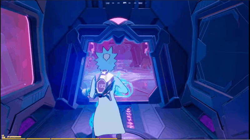 Rick Sanchez stands in his cell aboard the Mothership, looking out through the glass viewing window, while awaiting release