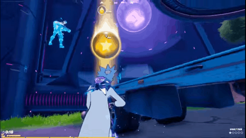 Rick Sanchez collects Alien Orbs around the Mothership