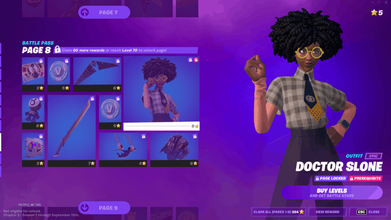 Dr Slone, one of Chapter 2 - Season 7's key original character. An African-American scientist wearing a chequered shirt, black pants and glasses