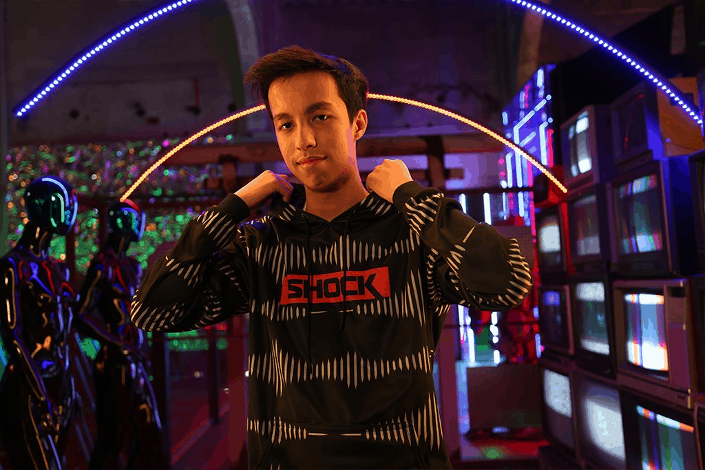 Brice "FDGod" Monsçavoir in his San Francisco Shock hoodie