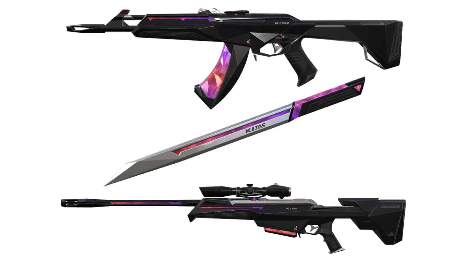 New weapon cosmetics show sleek black designs with pink cutaway details