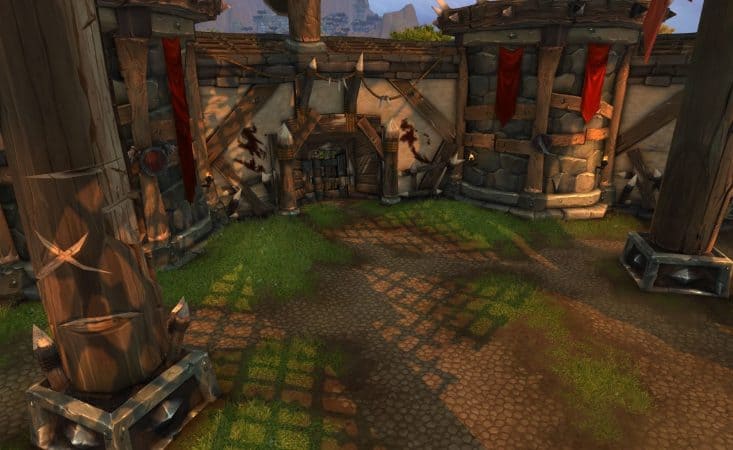 The interior of the arena, showing the gate where opponents will enter from