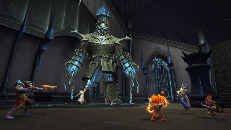 Heroes battles against the demon-forged constructs in the Sanctum of Domination raid