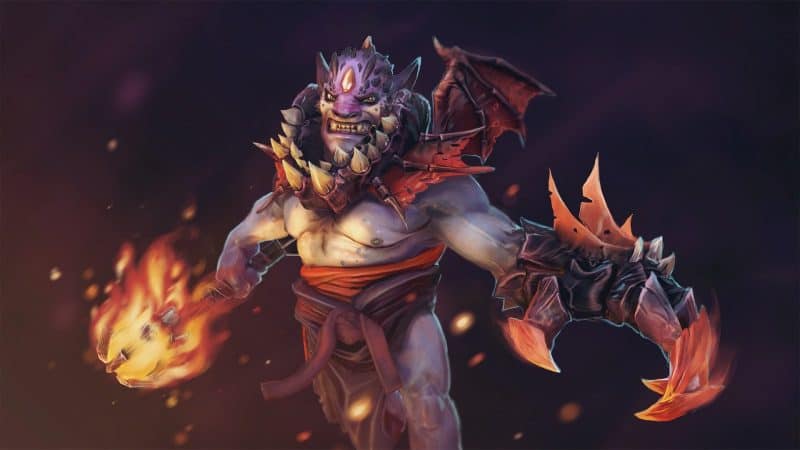 The hero, Lion, an anthropmorphised cat man, weilds his flaming mace, a winged cape around his shoulders in the Legacy of Infernal Wings splash art