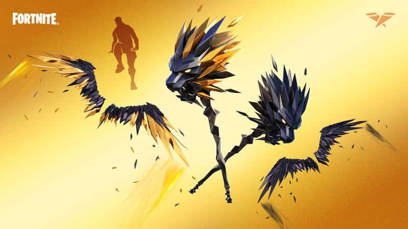 The normal and gold versions of the Lion Pickaxe and Wingspan Glider appear on a gold background.