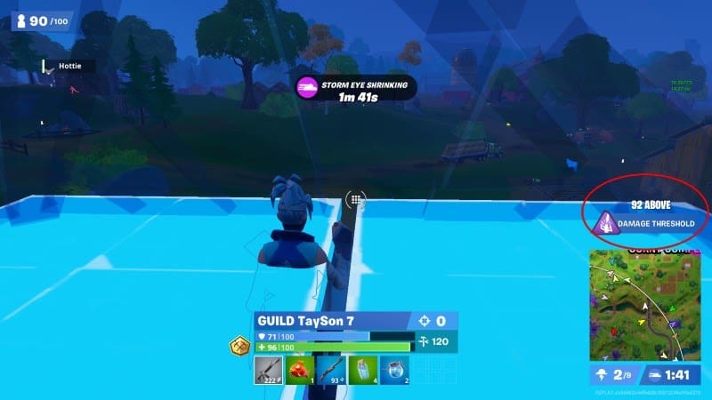 An in-game screen showing Tayson's damage as 92 above the threshold