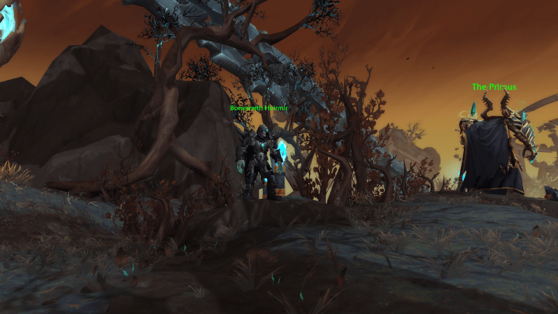 The skeletal figure of the Bonesmith Heirmir, the NPC who will upgrade your items