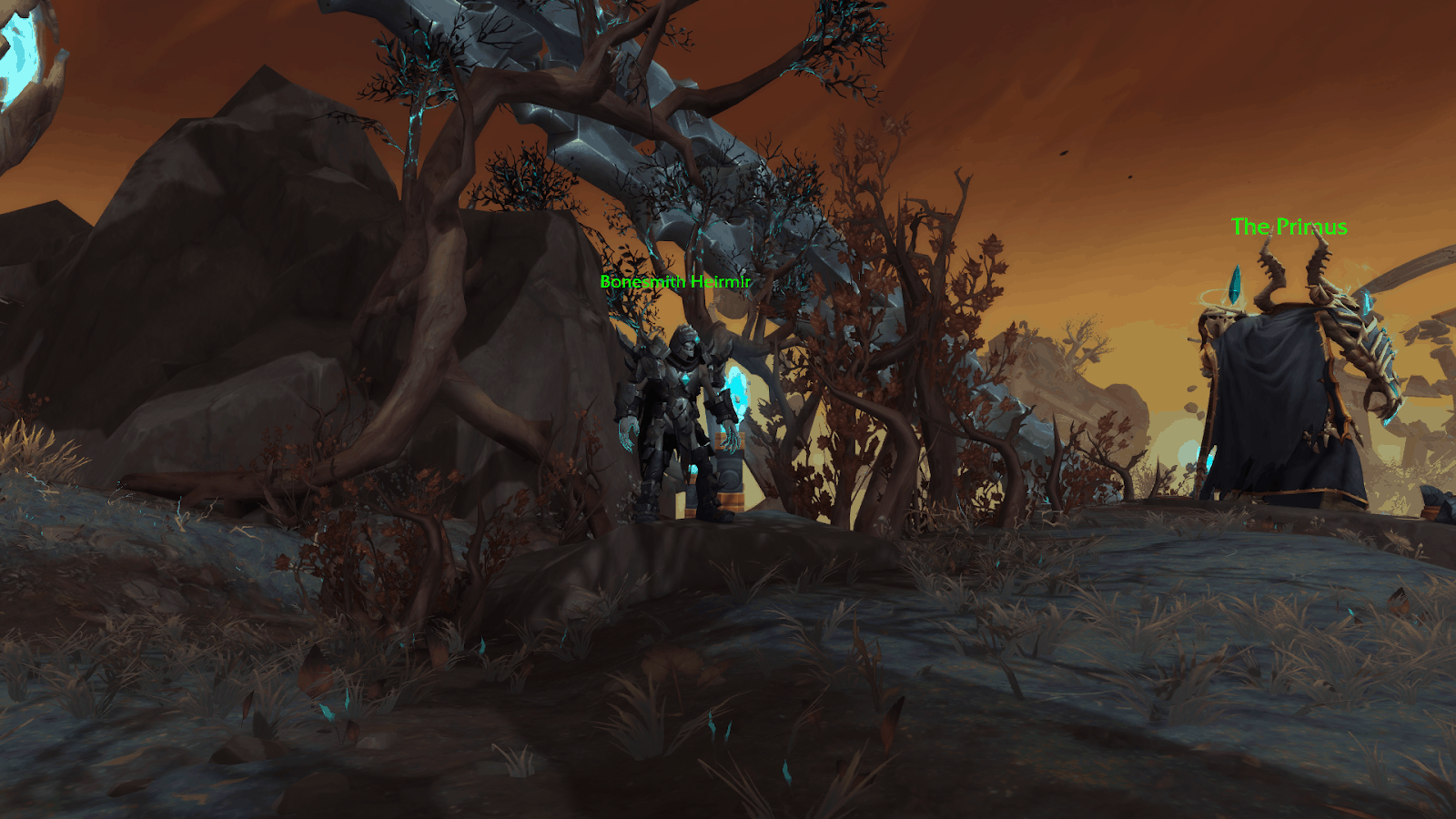 The skeletal figure of the Bonesmith Heirmir, the NPC who will upgrade your items