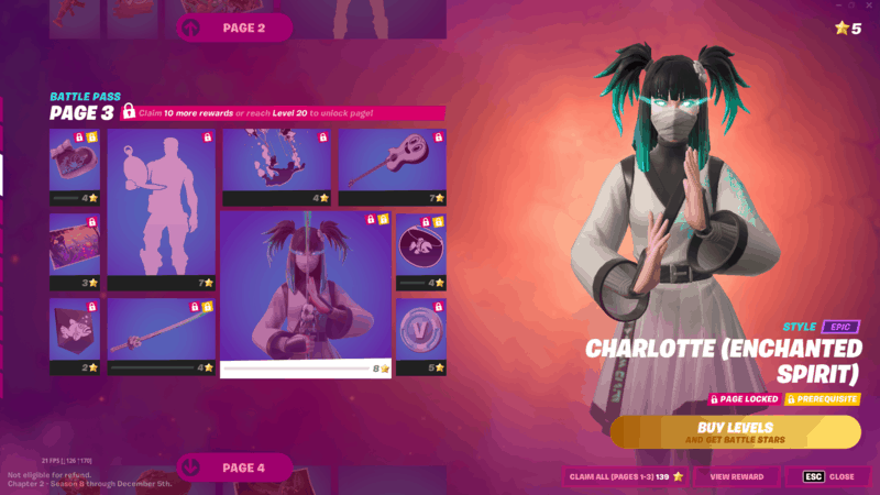Charlotte'sEnchanted Spirit skin, showing the character wearing an Eastern style martial arts robe with glowing green eyes