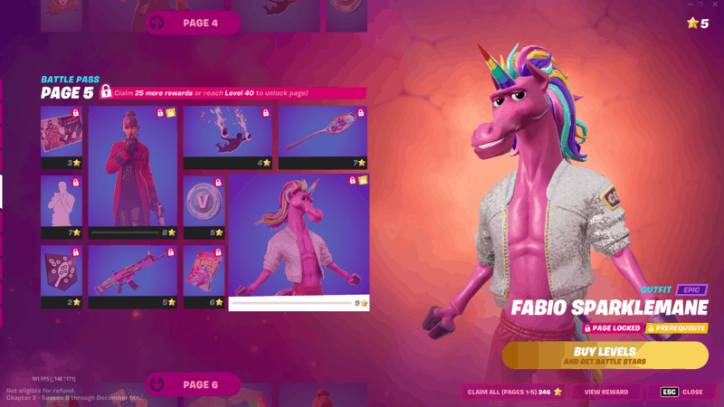 The anthropomorphic, bipedal Unicorn, Fabio Glittermane, a pink Unicorn with a six pack and a rainbow mane