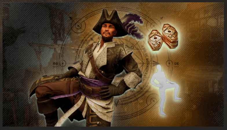 One of the sets available as a drop for Twitch Prime users featuring a pirate style costume