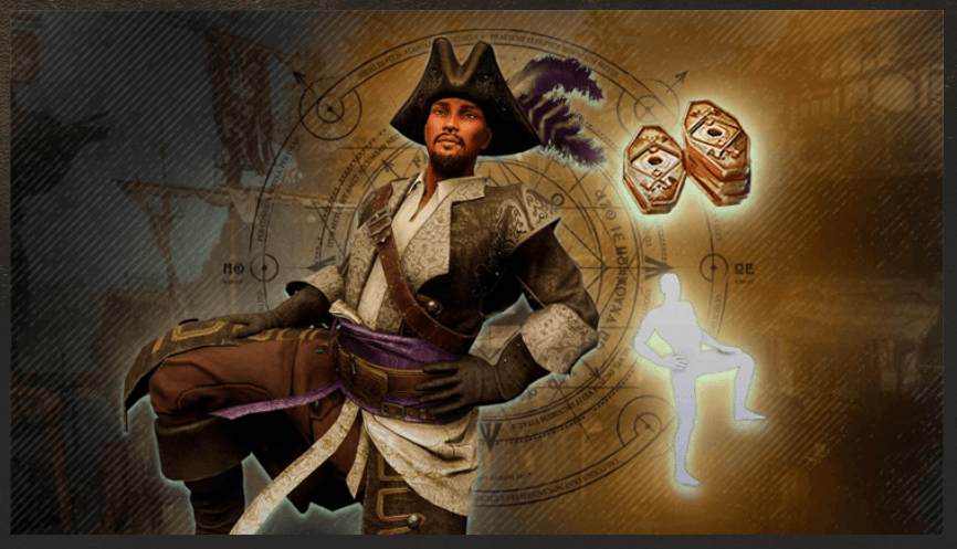 One of the sets available as a drop for Twitch Prime users featuring a pirate style costume