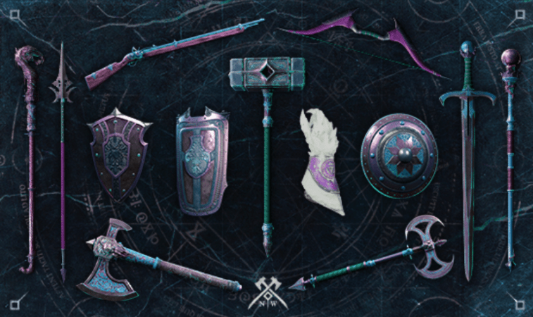 The Vinespun Weapon skins, available as a reward for watching the New World closed beta streamers