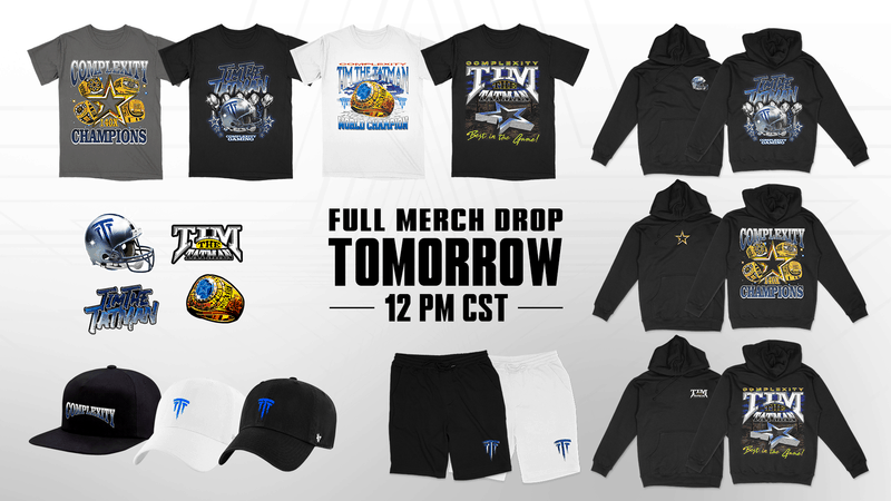 The Complexity and TimtheTatman apparel crossover, including limited edition shirts, hoodies, shorts and caps