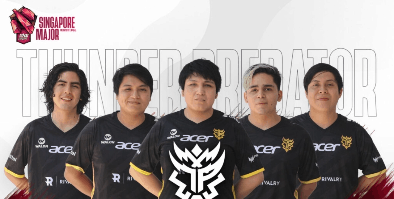 Thunder Predator's roster pose in their jerses at the One Esports Singapore Major 2021