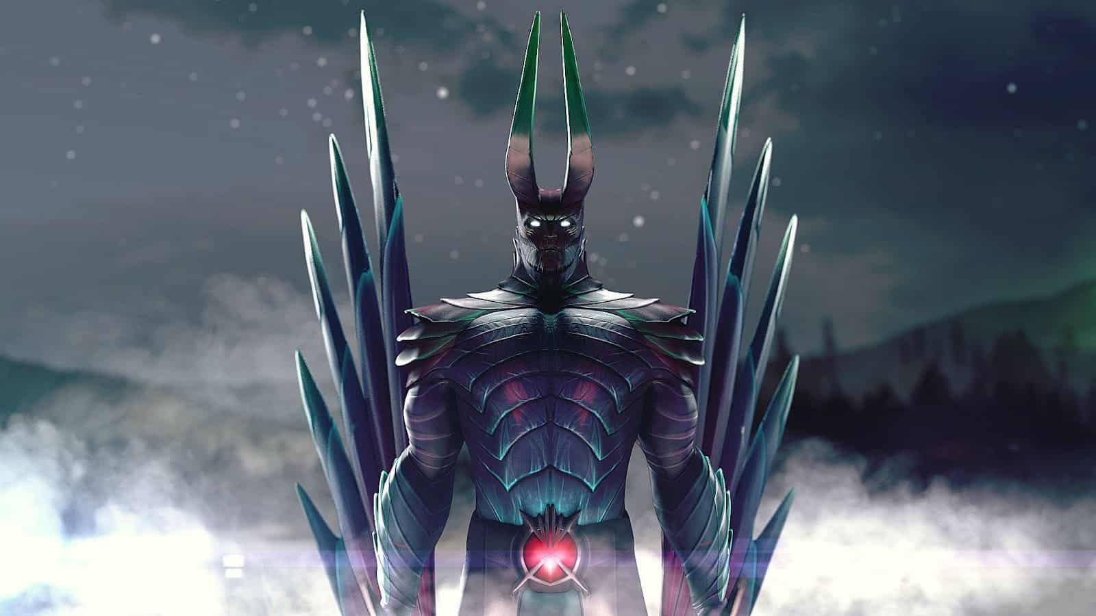 The Dota 2 Hero, Terrorblade, a demonic like humanoid with razor sharp wings and wicked horns