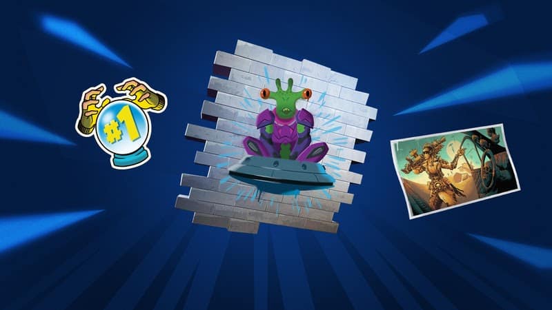 Three Twitch drops from the FNCS Grand Royale event are shown on a blue background.