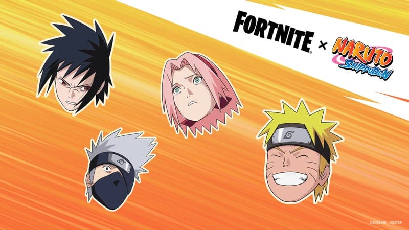 Emotes available in the Fortnite x Naruto event including Naruto, Sasuke, Sakura and Kakashi