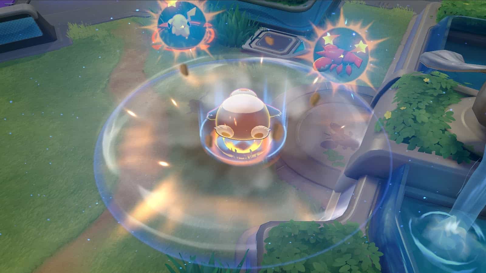 A Snorlax is denied farm thanks to enemy attacks