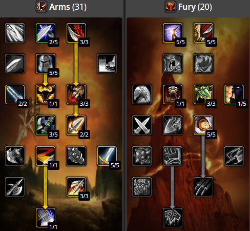 The standard PVP build for Arms Warrior, including Mortal Strike