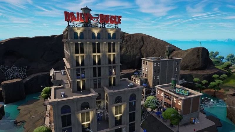 The iconic Daily Bugle building, from Marvel's Spideman, appears as a new POI in Fortnite Chapter 3