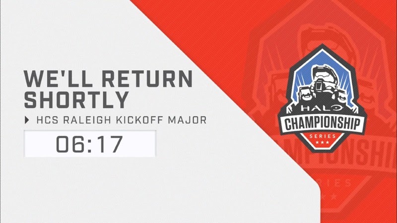 The screen shown during delays with the streams, it reads; "We'll Return Shortly" appear alongside a timer and the HCS logo