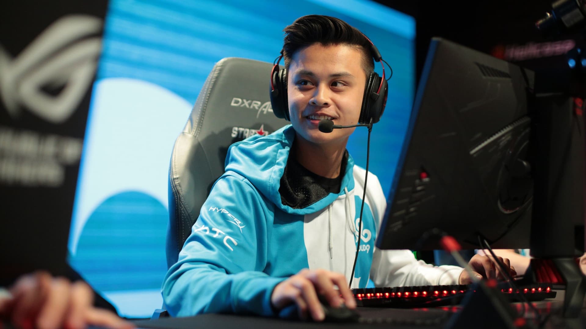 Jacky "Stewie2K" Yip turns to a team mate during a live match of CS:GO